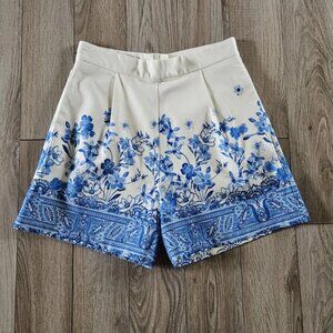 Boston Proper Wildflower s Print Blue & White Short- Never Worn
